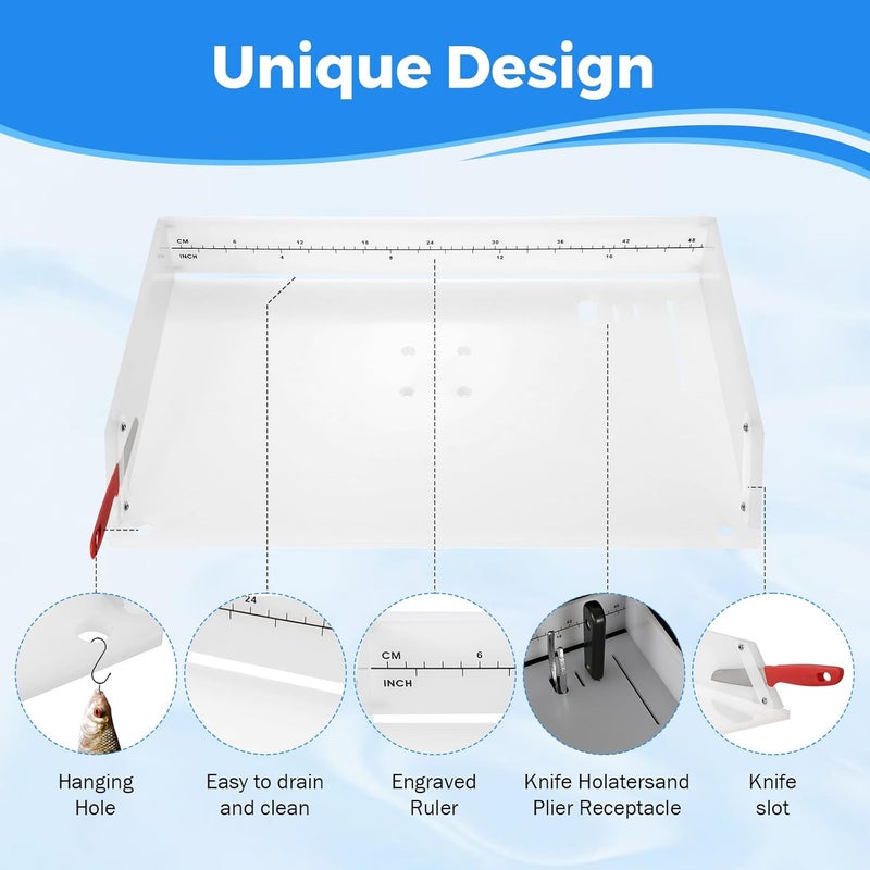 BEAMNOVA Boat Cutting Board Bait Table White Boat Bait Cutting Board With Plier Storage and Knife Slot,Bait Table for Boat with Rod Holder Mount Fishing Fillet Table，Boat Accessories Marine，20”x12“ - Image 4